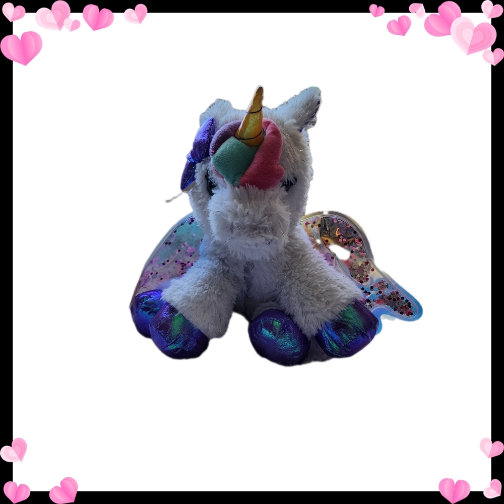 Ty Beanie Boos White Unicorn Plush with Rainbow Horn & Iridescent Wings